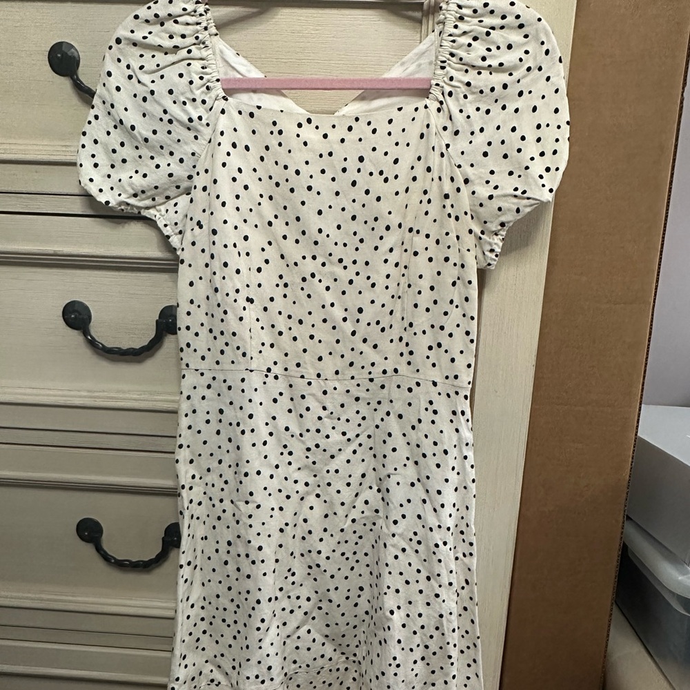 LOFT Black and White Ruched Sheath Dress